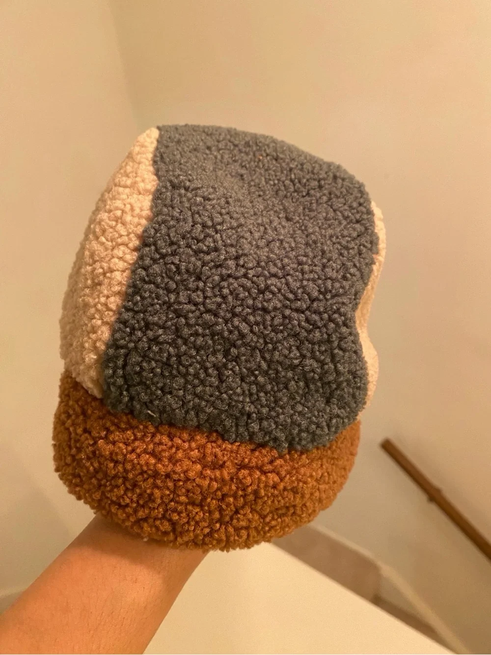 Kids Colorblock Teddy Sherpa Trapper Hat Brown Beige Gray